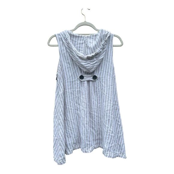 For Cynthia White and Black Striped Sleeveless Button-Down Shirt size small - Picture 2 of 5